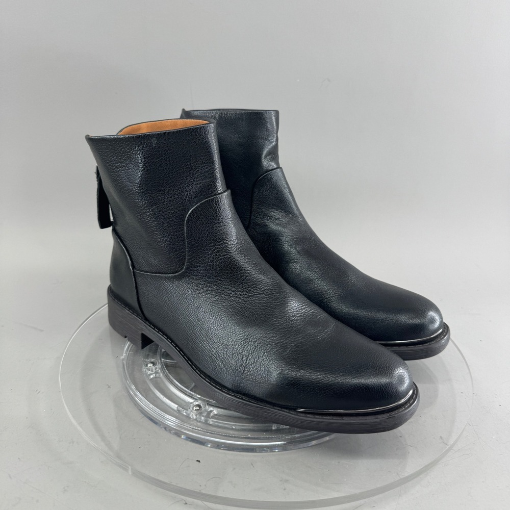 Franco Sarto Marcella Women Black Leather Back Zip Ankle Boots Size 7M